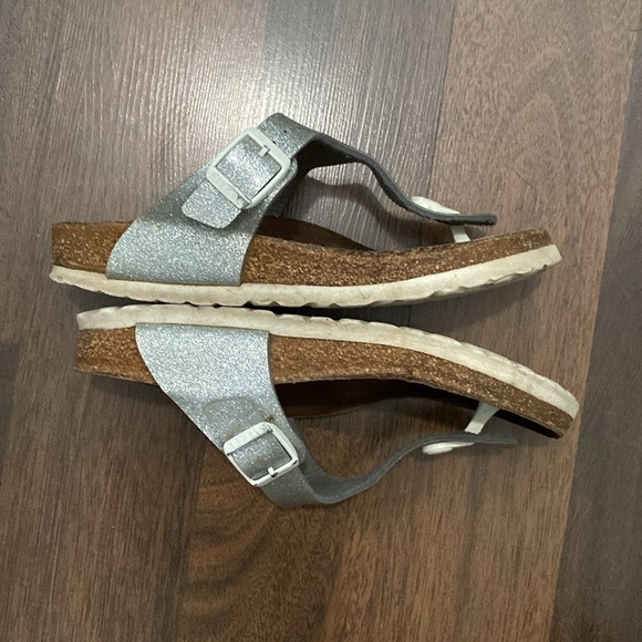 Birkenstock Gizeh Girl Kid Silver Glitter Thong Sandals Size 35 - Picture 5 of 12